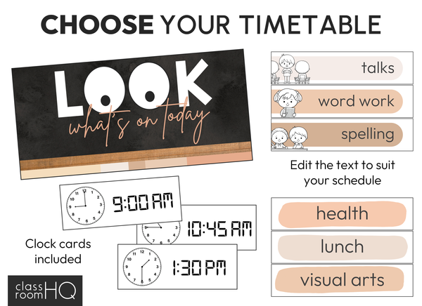 B+W NEUTRALS Classroom Timetable Pack