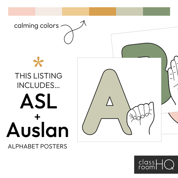 HAZY DAISY ASL and Auslan Alphabet Posters