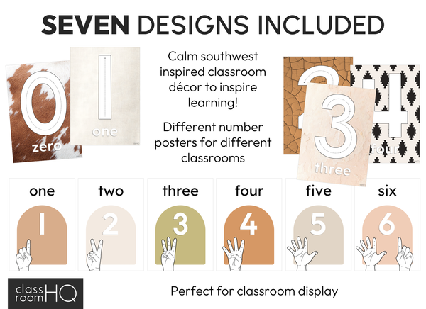 Rustic Boho Western Inspired Classroom Decor Editable Number Posters BOHO RANCH Collection by classroomHQ