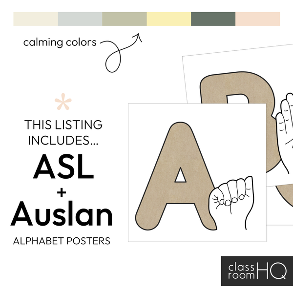 GUM LEAF ASL + Auslan Alphabet Posters