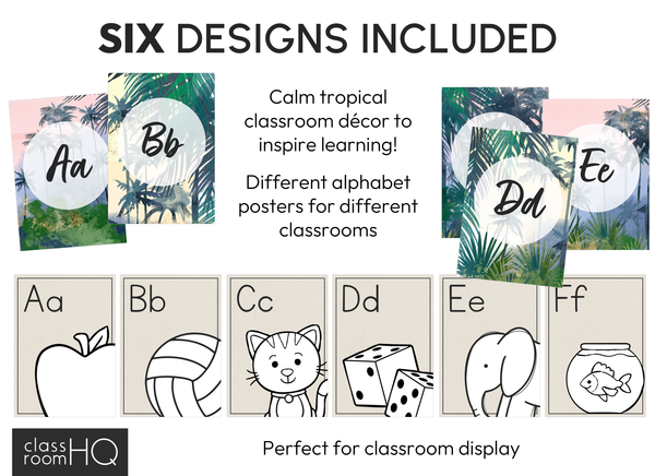 TROPICAL COAST Alphabet Posters + ASL and Auslan Posters