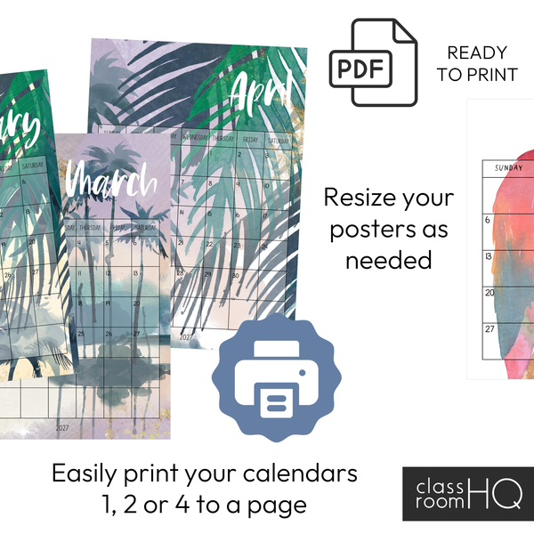 TROPICAL COAST Simple Calendar