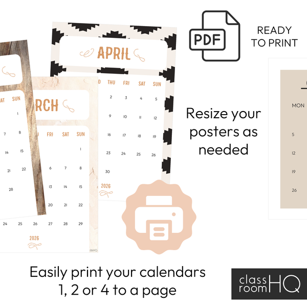 BOHO RANCH Simple Calendar