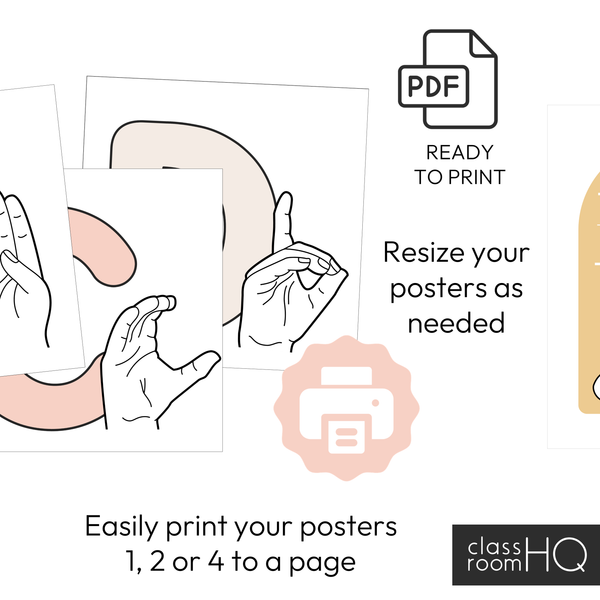 HAZY DAISY ASL and Auslan Alphabet Posters