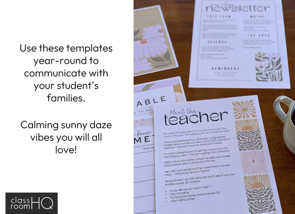 SUNDAZED Meet the Teacher + Class Newsletter Pack