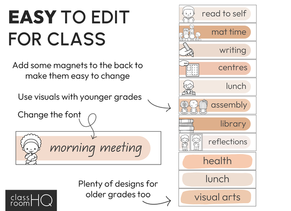 B+W NEUTRALS Classroom Timetable Pack