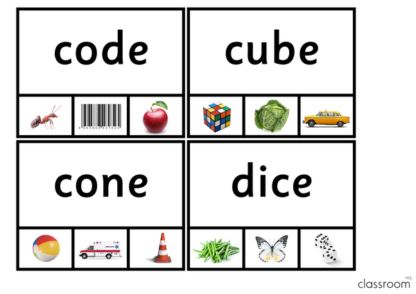 CVCe Word Clip Cards